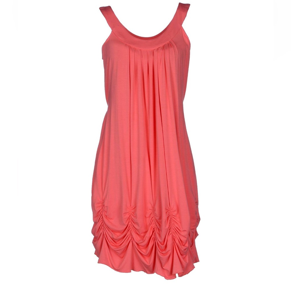 POEMS Sleeveless Pink Coral Gathered-Hem Mini Dress - Size 8